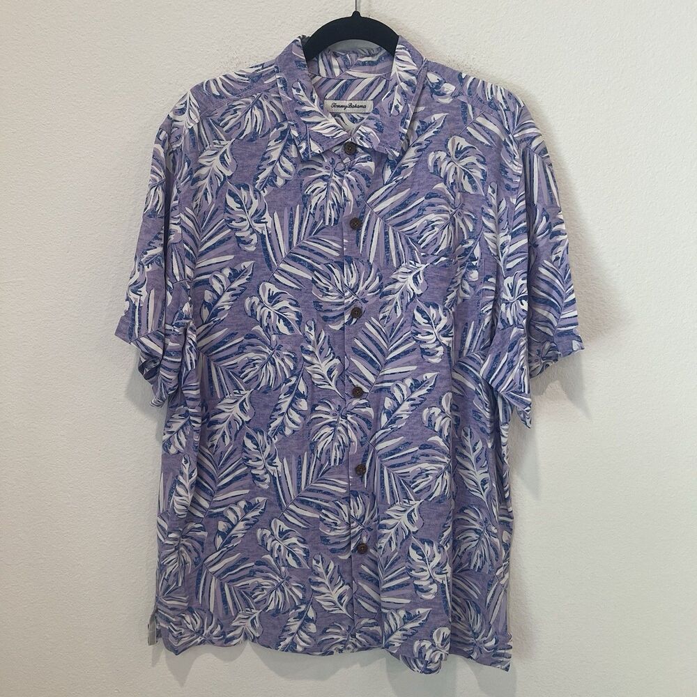 Vintage Tommy Bahama Hawaiian shirt- large Purple Vacation Beach Summer Party